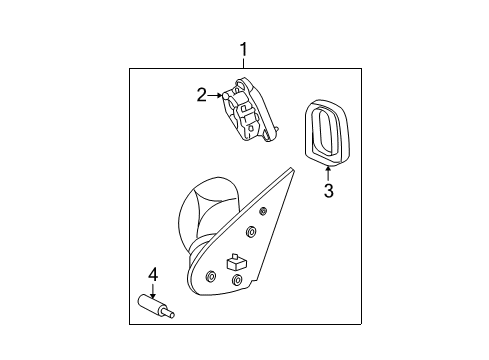 2004 Mercury Mountaineer Glass Assembly - Rear View Outer Mirror Diagram for 1L2Z-17K707-BA