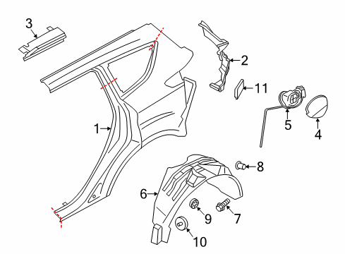 2014 Ford Escape Quarter Panel & Components Diagram