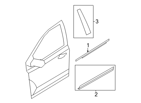 2013 Lincoln MKX Exterior Trim - Front Door Diagram