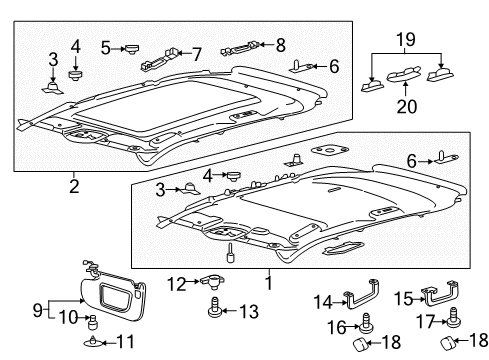 2021 Ford Edge Sun Visor Assembly Diagram for FT4Z-5804104-FD