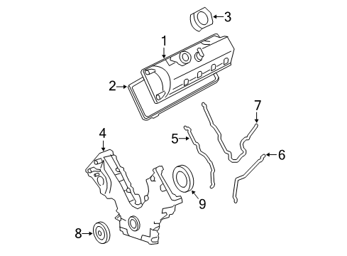 2005 Ford Crown Victoria Valve & Timing Covers Diagram