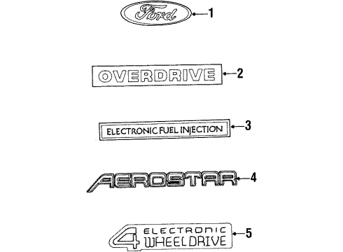 1989 Ford Aerostar Exterior Trim - Rear Loading Door Diagram