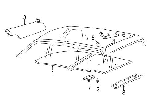 2002 Ford Expedition Sun Visor Assembly Gray Diagram for YL1Z7804104BAC