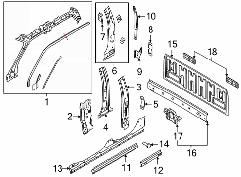 2021 Ford F-150 Back Panel, Hinge Pillar Diagram 1 - Thumbnail