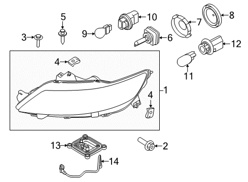 2011 Ford Taurus Bulb Diagram for 9L2Z-13466-A