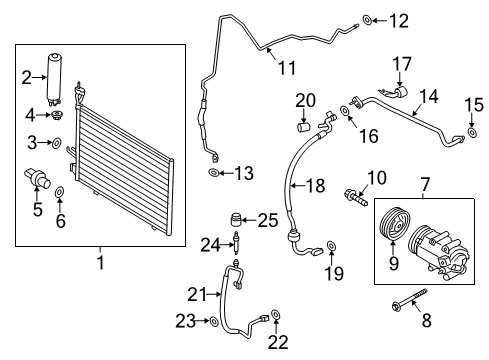 2018 Ford Fiesta A/C Condenser, Compressor & Lines Diagram