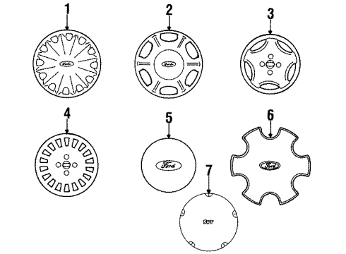 1998 Ford Contour Wheel Covers & Trim Diagram