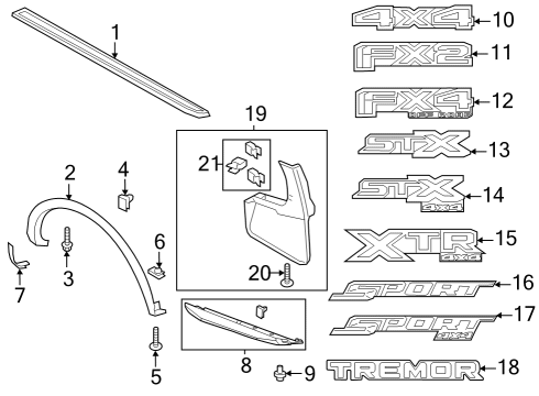 2021 Ford Ranger DECAL - STRIPE Diagram for MB3Z-21290D12-LA