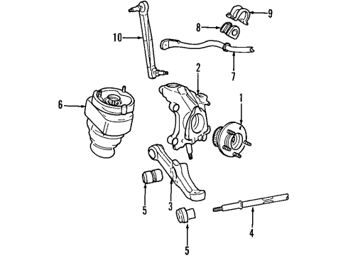 1997 Lincoln Continental Front Suspension Components, Lower Control Arm, Stabilizer Bar Diagram