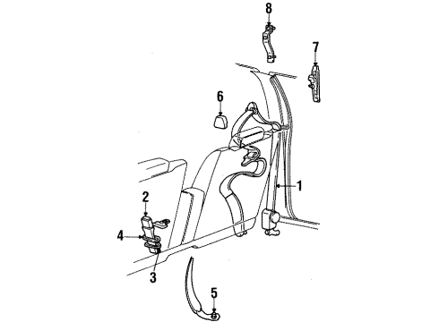 1992 Mercury Grand Marquis Retainer Assembly - Stem And Buckle Diagram for E7AZ-60611B46-A