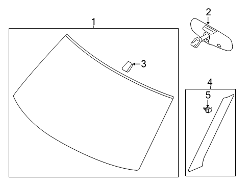 2012 Ford Flex Windshield Glass, Reveal Moldings Diagram