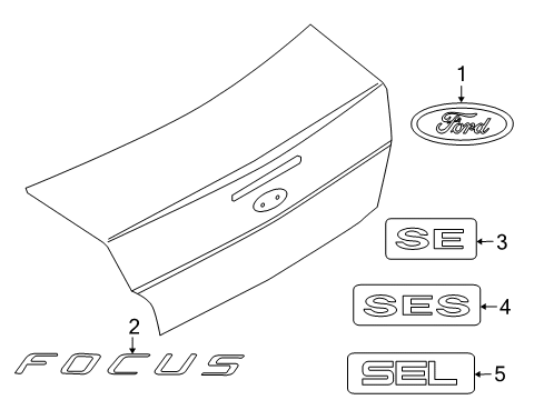 2011 Ford Focus Exterior Trim - Trunk Lid Diagram