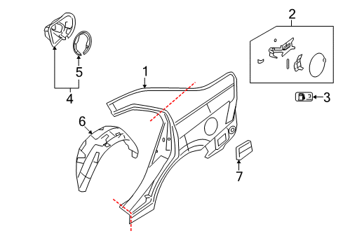 2009 Ford Fusion Quarter Panel & Components Diagram