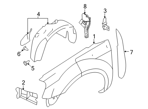 2008 Ford Taurus X Fender & Components Diagram