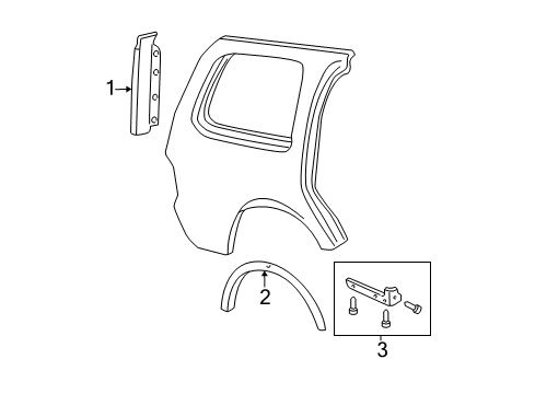 1999 Ford Expedition Moulding - Quarter Window Diagram for F85Z-78291A09-BA