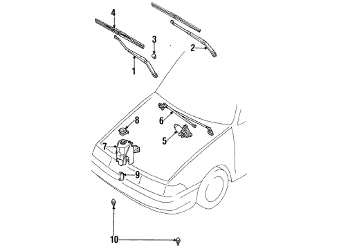 1996 Ford Escort Wiper Arm Assembly Diagram for F4CZ-17526-B