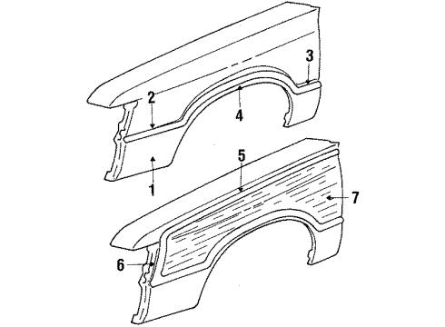 1985 Ford LTD Fender & Components Diagram