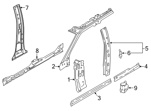 2024 Ford Expedition Member Assembly - Floor Side Diagram for JL1Z-4010111-A