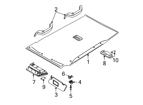 2007 Ford Focus Sun Visor Assembly Diagram for 5S4Z-5404104-AAB