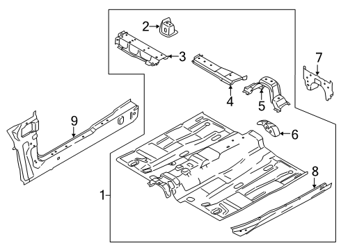 2022 Ford Transit Connect Floor & Rails Diagram 1 - Thumbnail