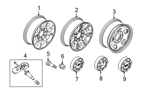 2013 Ford F-250 Super Duty Wheels Diagram 4 - Thumbnail