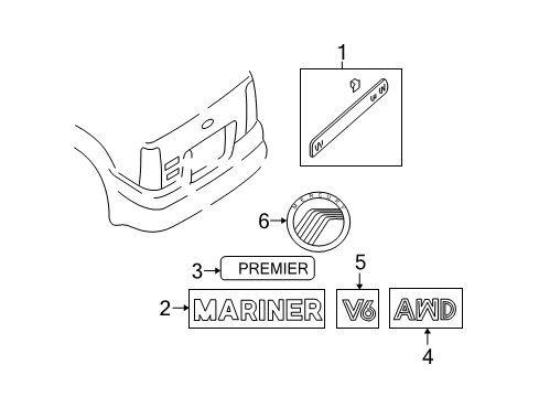 2005 Mercury Mariner Exterior Trim - Lift Gate Diagram