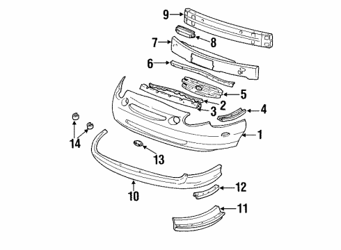 1997 Ford Taurus Bracket License Plate Diagram for F6DZ17A385XXPTM