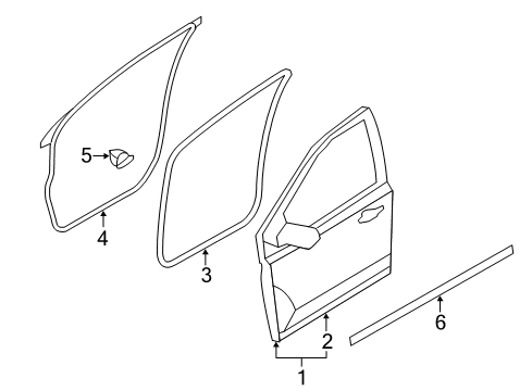 2008 Lincoln MKX Door Assembly - Front Diagram for AT4Z-7820125-B