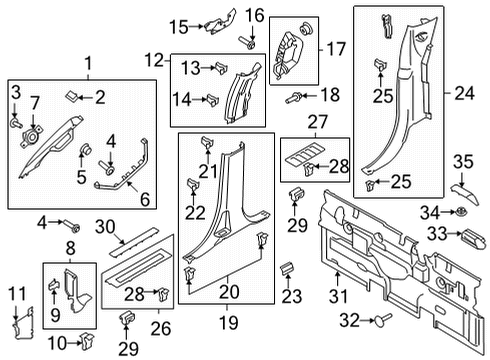 2022 Ford F-150 MOULDING - WINDSHIELD Diagram for ML3Z-1503599-AC