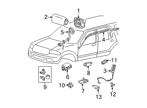 2002 Mercury Mountaineer Sensor - Side Air Bag Diagram for 1L2Z-14B345-DA