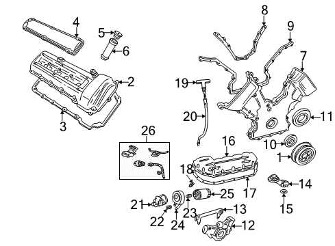 2002 Ford Thunderbird Engine Parts & Mounts, Timing, Lubrication System Diagram 1 - Thumbnail