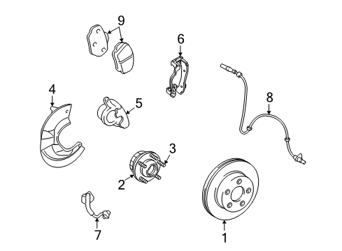 2010 Lincoln Town Car Brake Components, Brakes Diagram 1 - Thumbnail