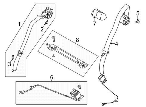 2021 Ford Mustang Mach-E Rear Seat Belts Diagram