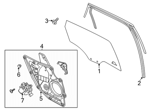 2023 Ford Escape Glass - Rear Door Diagram