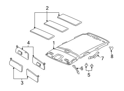 2005 Ford Escape Interior Trim - Roof Diagram