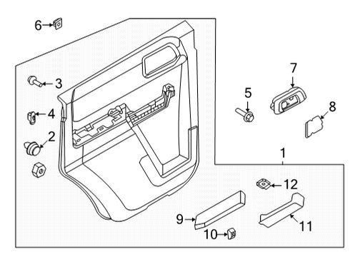 2022 Ford Bronco Interior Trim - Rear Door Diagram