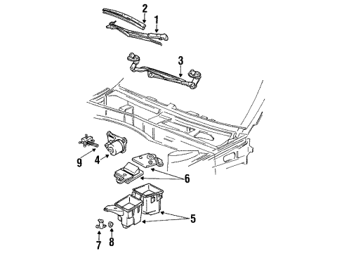 1992 Mercury Sable Windshield - Wiper & Washer Components Diagram