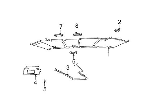 2002 Ford Explorer Sport Trac Sun Visor Assembly Tan Diagram for XL2Z7804104EAA