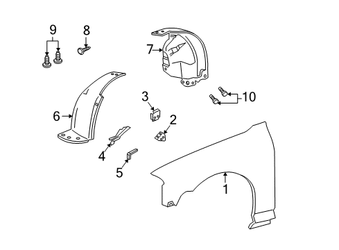 2001 Lincoln LS Fender & Components Diagram