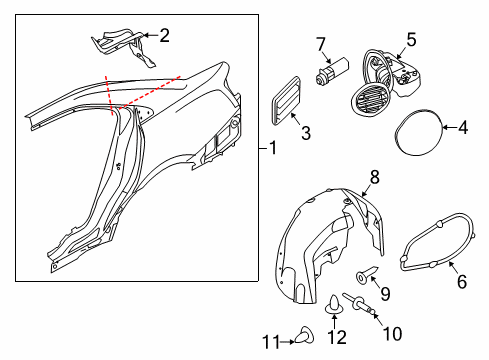 2013 Ford Police Interceptor Sedan Panel - Quarter - Outer Diagram for AG1Z-5427840-A