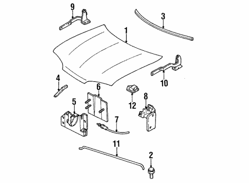 1996 Ford Contour Cable Assembly - Hood Control Diagram for F5RZ-16916-A