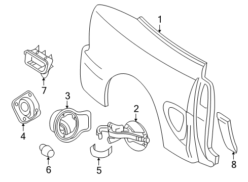 2006 Ford Mustang Quarter Panel & Components Diagram 1 - Thumbnail