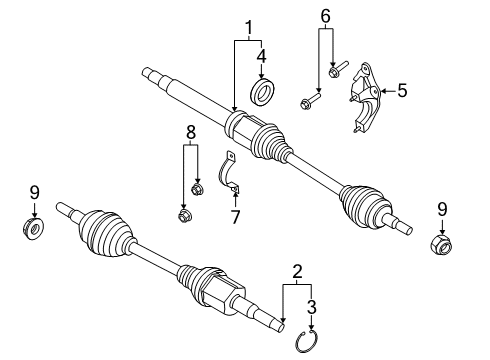 2021 Ford Escape SHAFT - FRONT AXLE Diagram for LX6Z-3B437-B