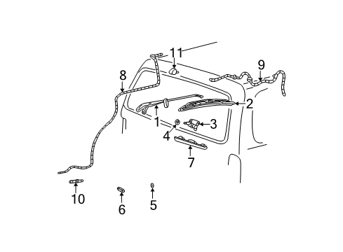 2002 Ford Explorer Lift Gate - Wiper & Washer Components Diagram