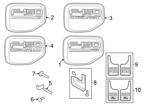 2023 Ford F-150 Lightning Exterior Trim - Fender Diagram