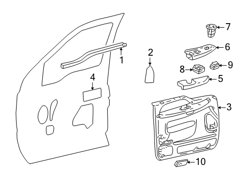 2000 Ford Excursion Panel Assembly - Door Trim Diagram for 2C3Z-3623942-AAA