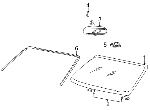 2001 Ford Excursion Windshield Glass, Reveal Moldings Diagram