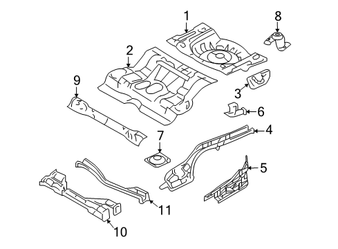 2009 Lincoln MKZ Rear Floor & Rails Diagram 1 - Thumbnail