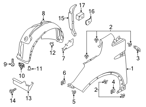 2014 Ford Escape Fender & Components Diagram