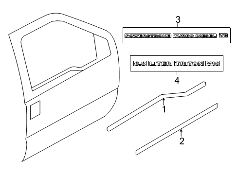 2008 Ford F-250 Super Duty Moulding - Door Outside Diagram for 8C3Z-2520878-APTM